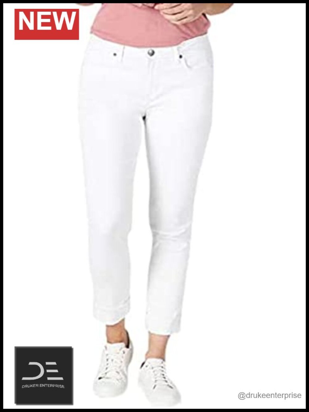 Boyfriend Fringe Cuff Jeans - Cotton Blend Stretch Mid Rise Cropped